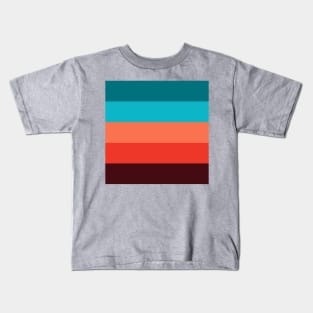 Preppy Pattern Bohemian Chic Turquoise Orange Terracotta  Stripes Kids T-Shirt